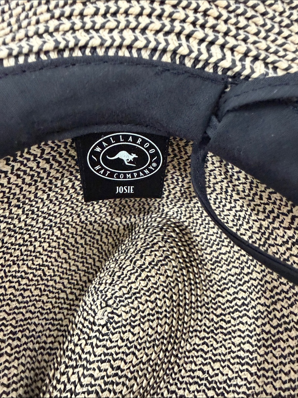 Woven Paper Fedora with Black Band - Unisex Sun Hat—inside brim tighten strings - Picture 4 of 8